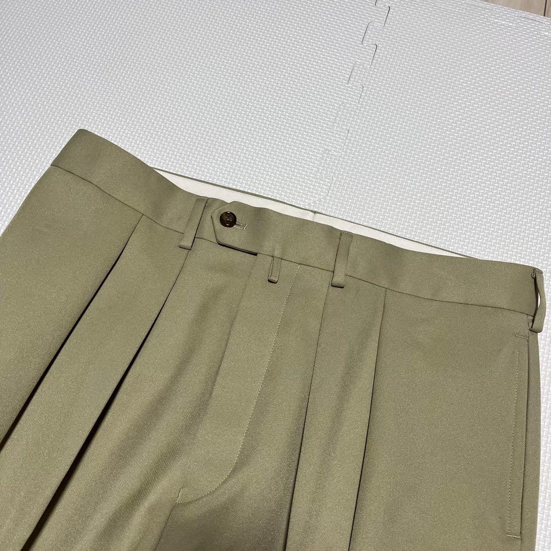 美品 NEAT ニート 2タックスラックス ライトグリーン 50 ポリエステル綿