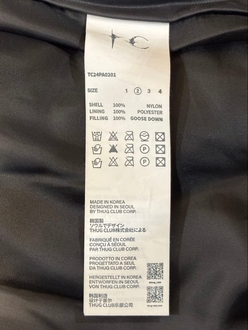 【超美品】THUG CLUB ナイロンダウンベスト ブラック