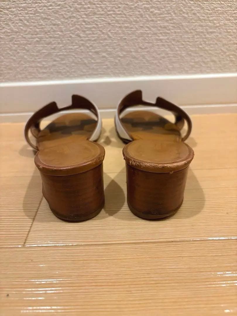 エルメス　オアジス　レザー　バイカラー　ヒール　サンダル　36.5