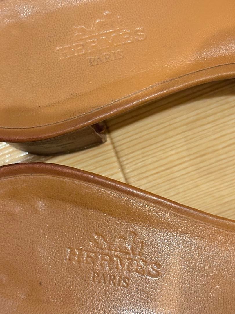 エルメス　オアジス　レザー　バイカラー　ヒール　サンダル　36.5