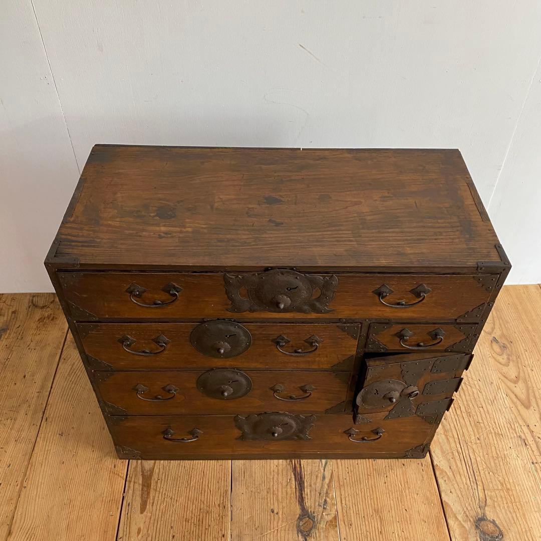 アンティーク 茶箪笥 小箪笥 チェスト 無垢材 z981