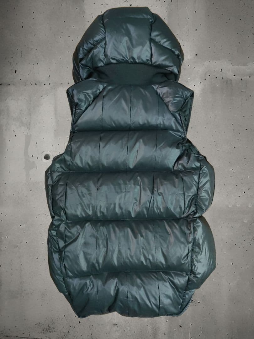 Y2K 00s フード付ダウンベスト ダブルジップ ブラック ボリューム