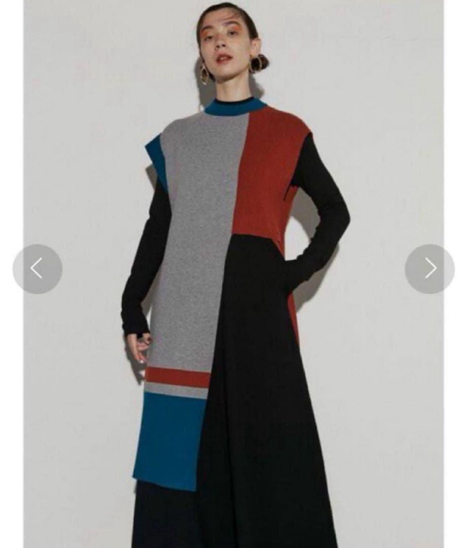 極美品【UN3D. 】アシメロングニットベスト　フリーサイズ