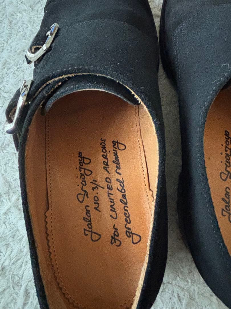 【新品】ジャランスリワヤ × グリーンレーベル　スエード　ダブルモンク　ブラック