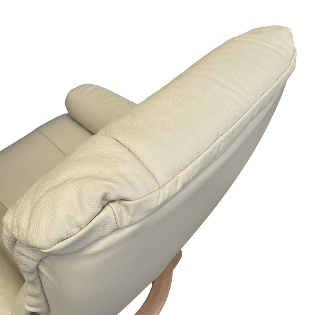 ★メイフェア 本革 ストレスレスチェア＆オットマン M クリーム オーク