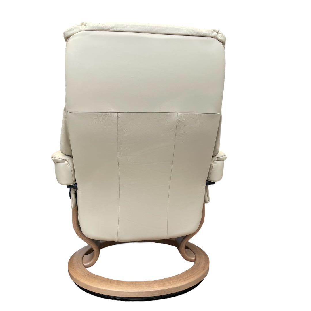 ★メイフェア 本革 ストレスレスチェア＆オットマン M クリーム オーク