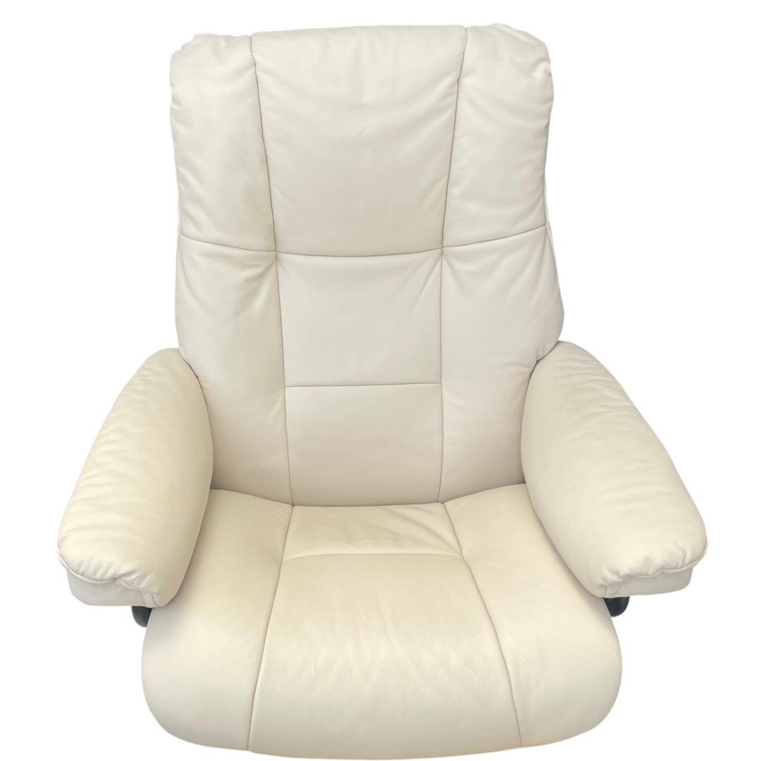 ★メイフェア 本革 ストレスレスチェア＆オットマン M クリーム オーク