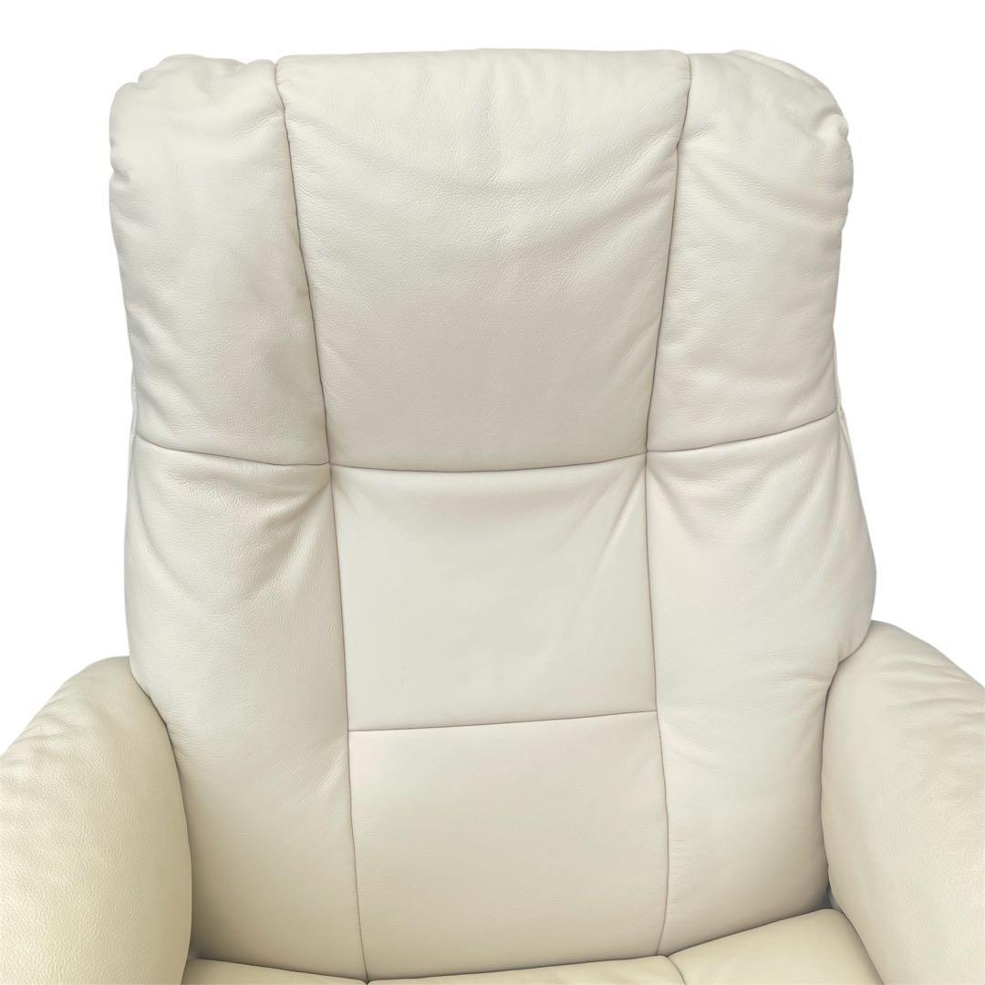 ★メイフェア 本革 ストレスレスチェア＆オットマン M クリーム オーク