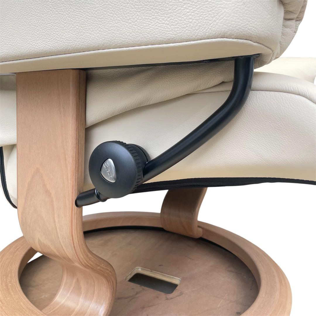 ★メイフェア 本革 ストレスレスチェア＆オットマン M クリーム オーク