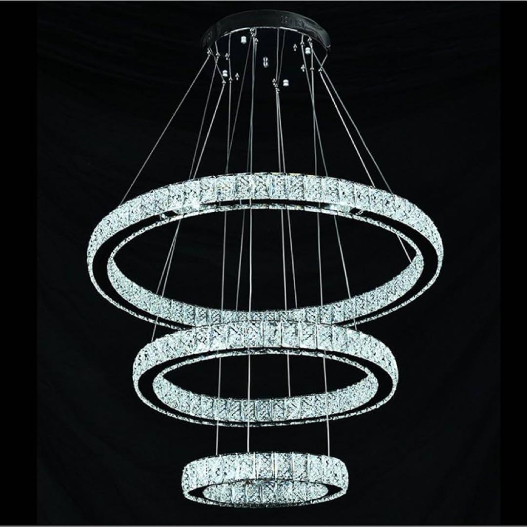 新品✨VALLKIN 3連リング LED ペンダントライト 調光 クリスタル