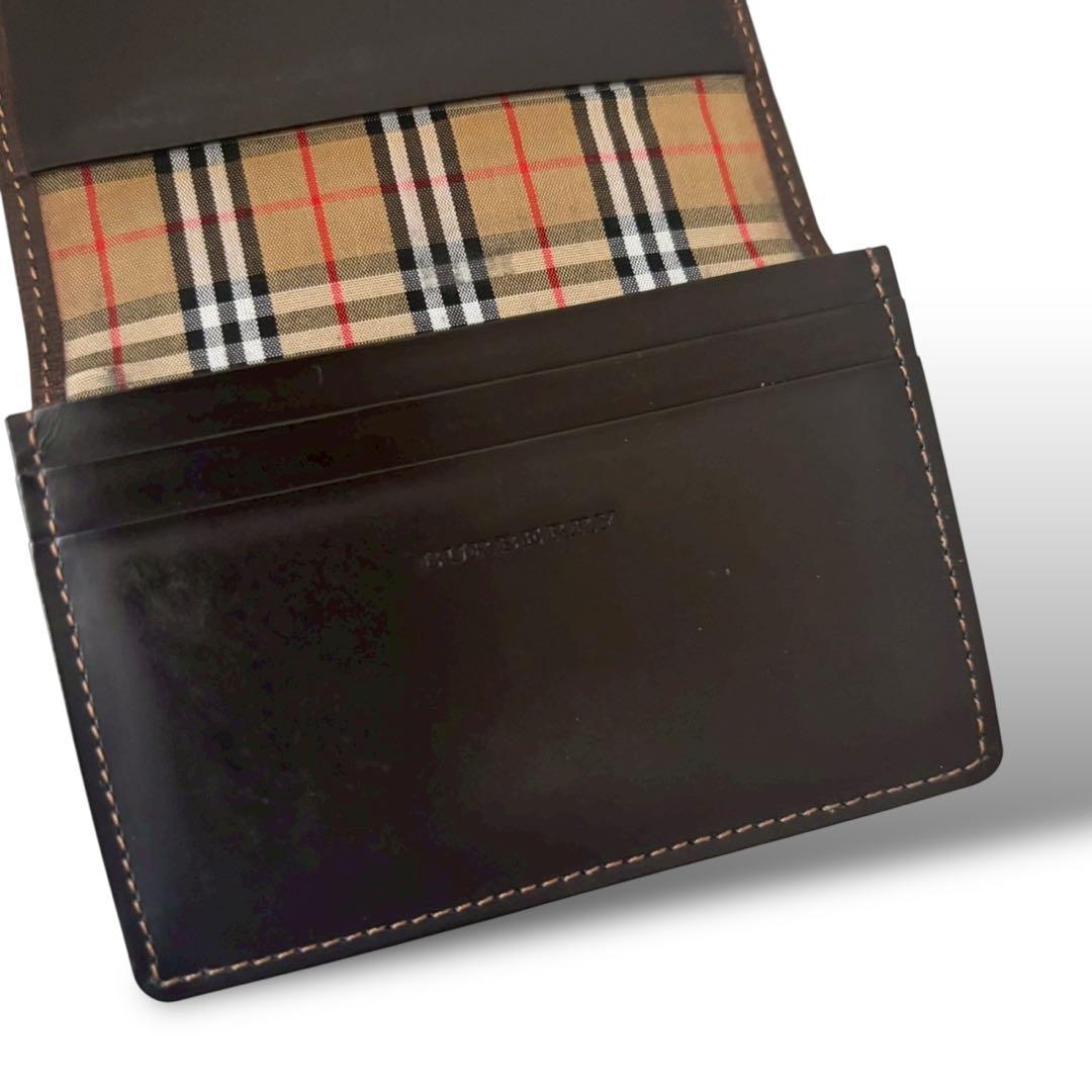 バーバリー　ノバチェック　名刺入れ　カード入れ　ブラウン　ゴールド金具