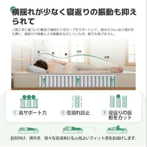 【極美品】Novilla セミダブルマットレス 180N 厚さ20cm 白