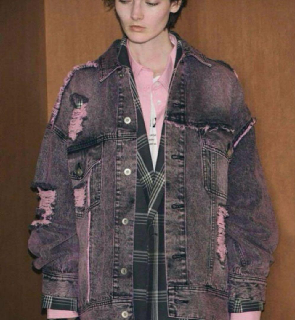 MAISON SPECIAL クラッシュデニムブルゾン　ピンク