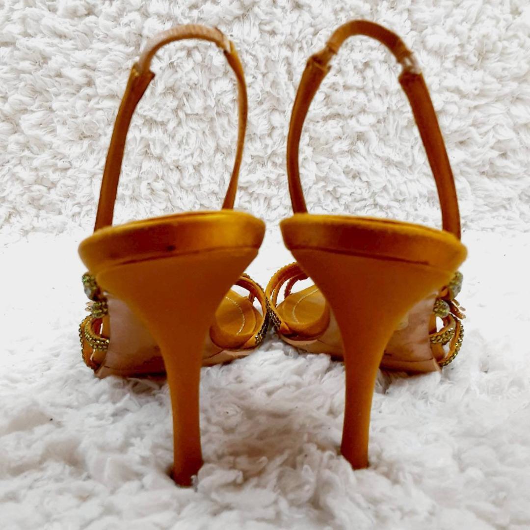 美品 23㎝◎レネカオヴィラ ハイヒールサンダル ゴールド イタリア製