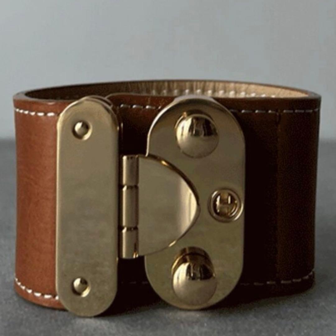 ANIECA ブラウン バングル ゴールド金具　牛革