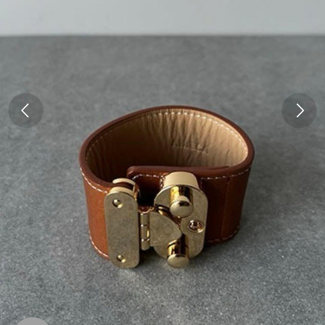 ANIECA ブラウン バングル ゴールド金具　牛革