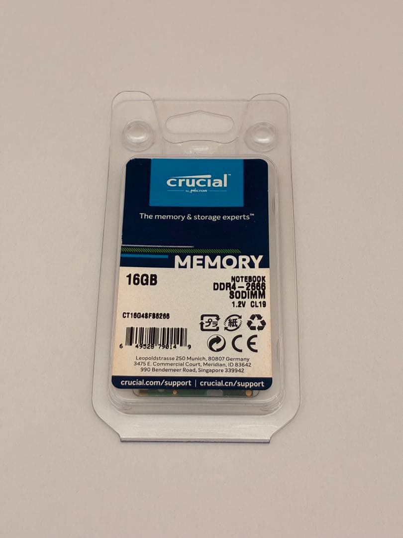 crucial 16GB DDR4 2666 SODIMM メモリー