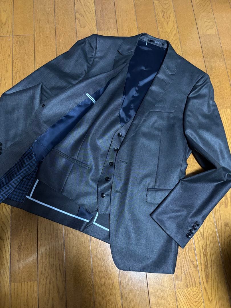 【美品】MODE RITORNO スリーピース スーツ グレー光沢 L 175