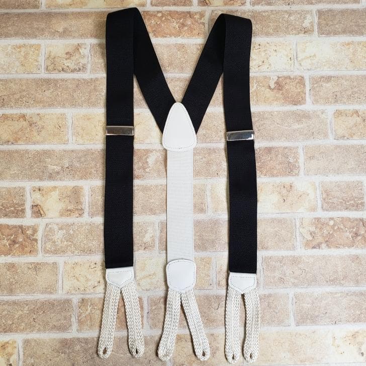 ブルックスブラザーズ ☆ サスペンダー Y型 ボタン式 ホワイト ブラック