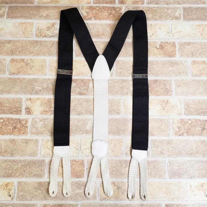 ブルックスブラザーズ ☆ サスペンダー Y型 ボタン式 ホワイト ブラック
