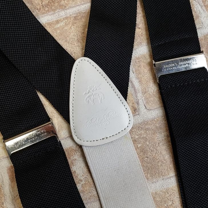 ブルックスブラザーズ ☆ サスペンダー Y型 ボタン式 ホワイト ブラック