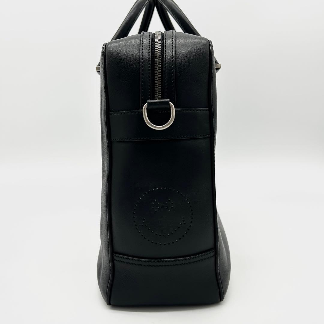 【極美品】アニヤハインドマーチ ビジネスバッグ スマイル 黒 レザー 2way