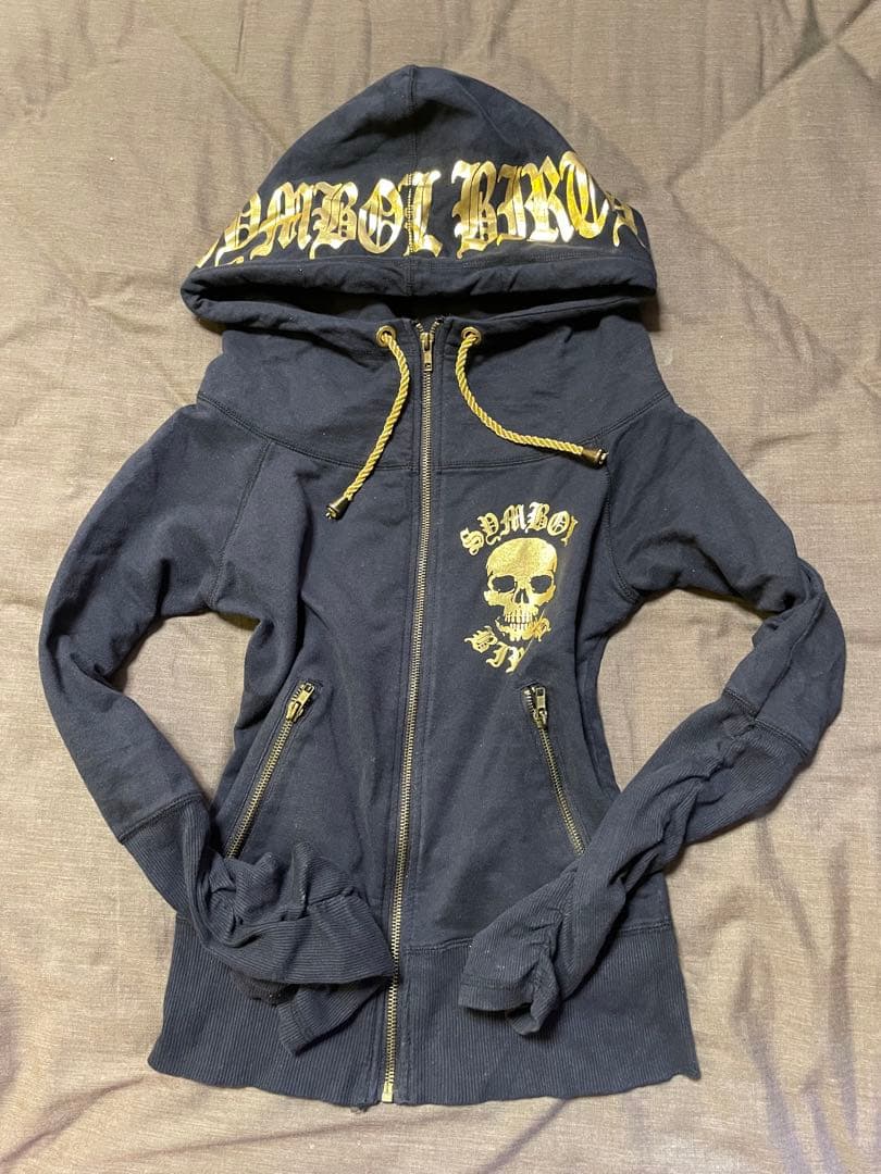 d.i.a ゴールド ブラック パーカー フード付き