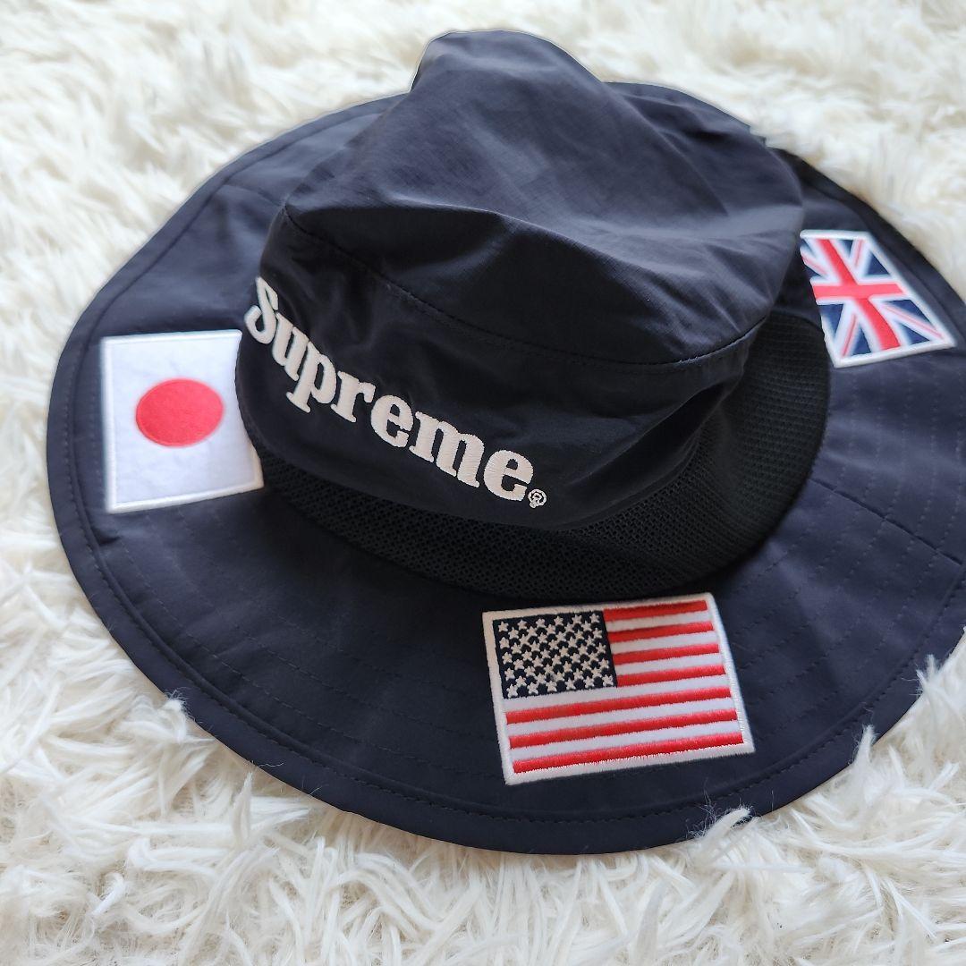【未使用級】Supreme ブラック Flags Boonie ハット　国旗