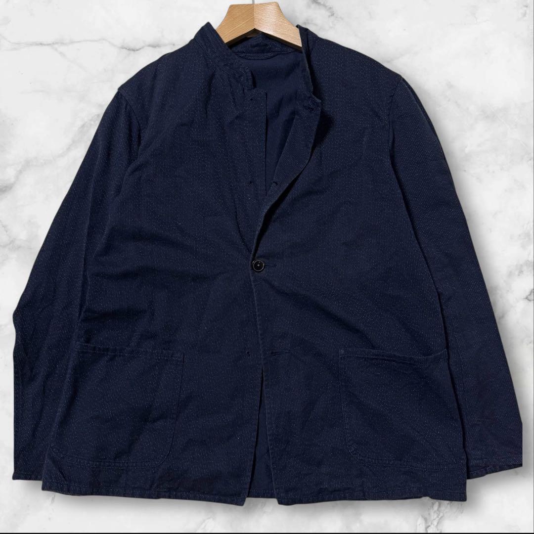 コモリ シルク混 スタンドカラージャケット サイズ1 ネイビー ノーカラー