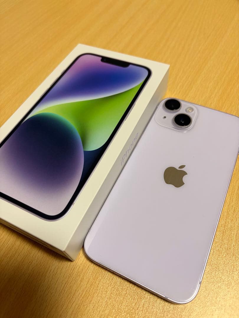 【美品】iPhone14 パープル　128GB 箱・純正ケーブル付属