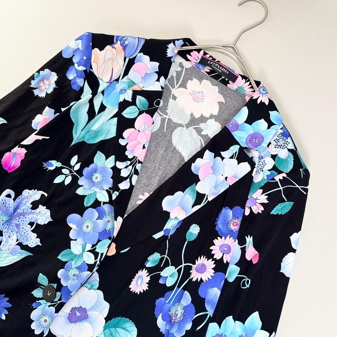 近年物 大きいサイズ✨レオナール カンカン素材 美しい花柄のジャケット 羽織り
