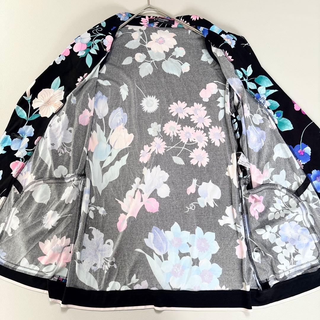 近年物 大きいサイズ✨レオナール カンカン素材 美しい花柄のジャケット 羽織り