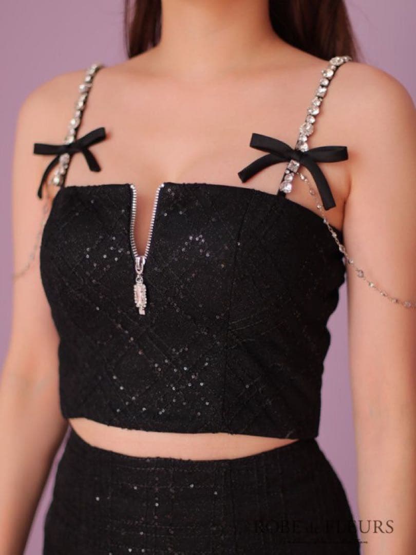 ROBE de FLEURS ブラックミニドレス セットアップ