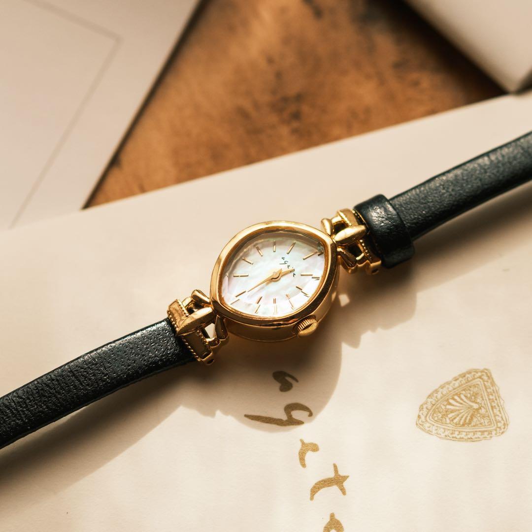 12/21値下【美品】agateアガット ホワイトシェル オーバル