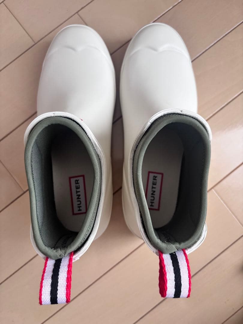 HUNTER プレイチェルシーネオプレーンブーツ　ホワイト/グリーン