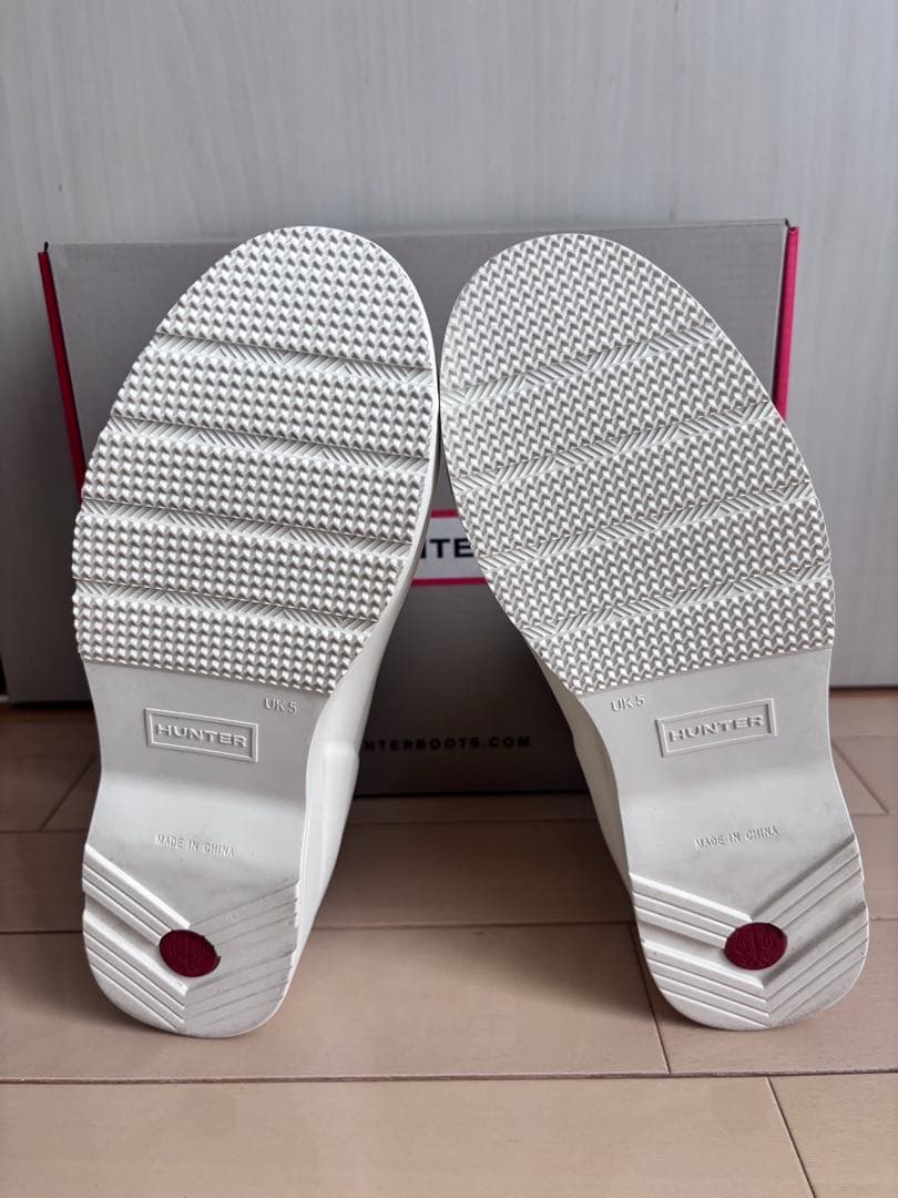 HUNTER プレイチェルシーネオプレーンブーツ　ホワイト/グリーン