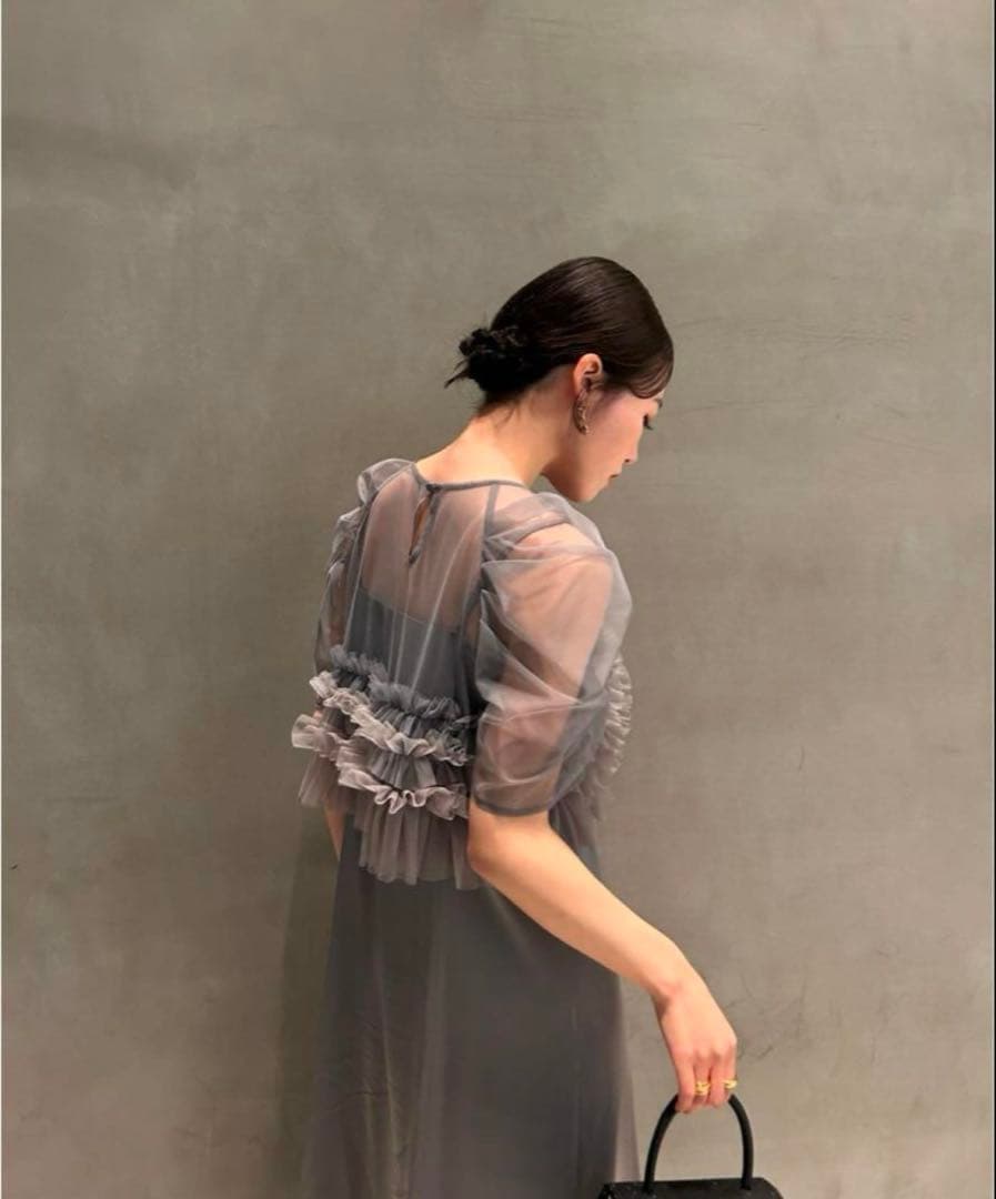 Ruffle tulle airy dress (LE’RURE リルアー)