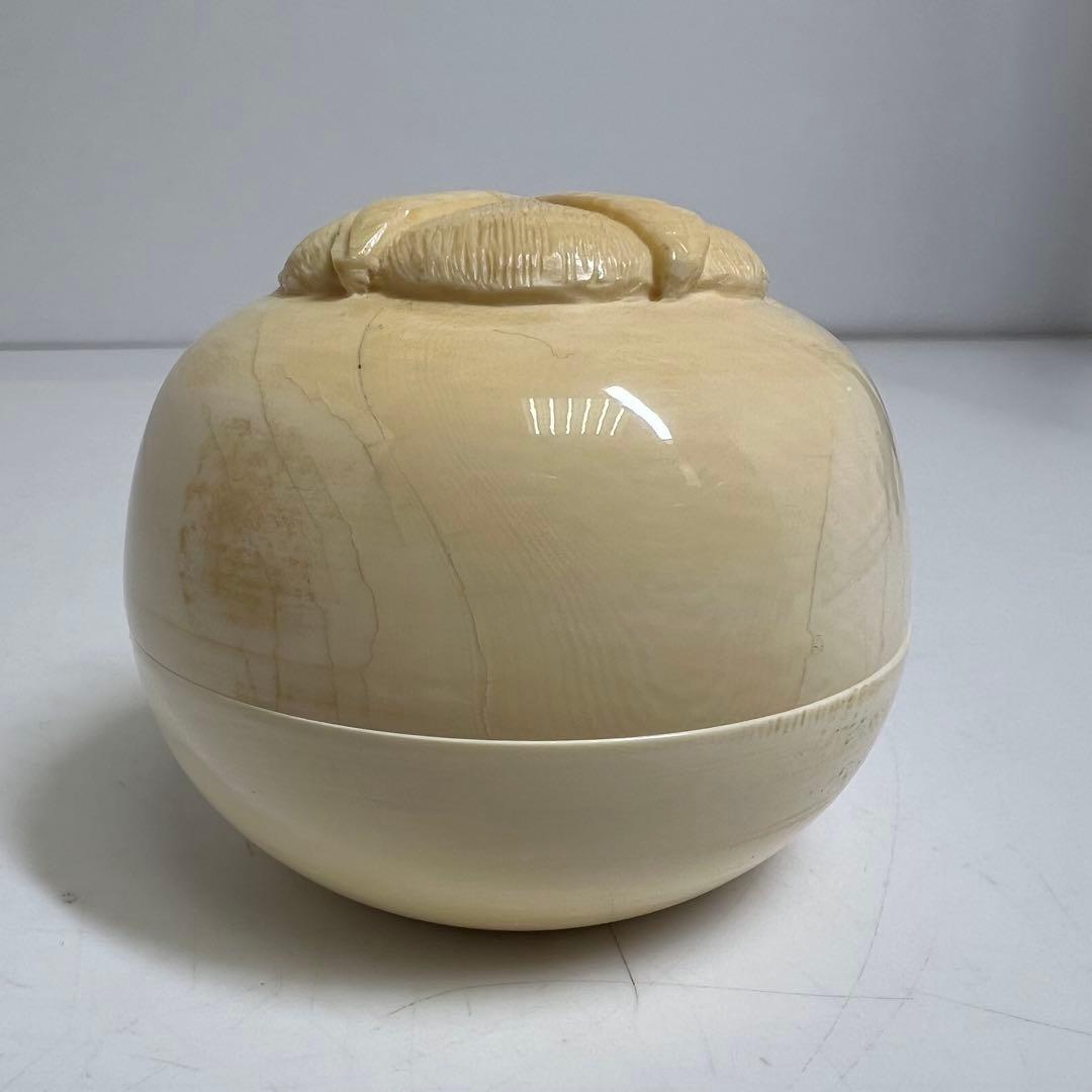 専用　極上　ウサギ　芯彫香合　h4.5cm 東K8-0119☆2F トトエサ