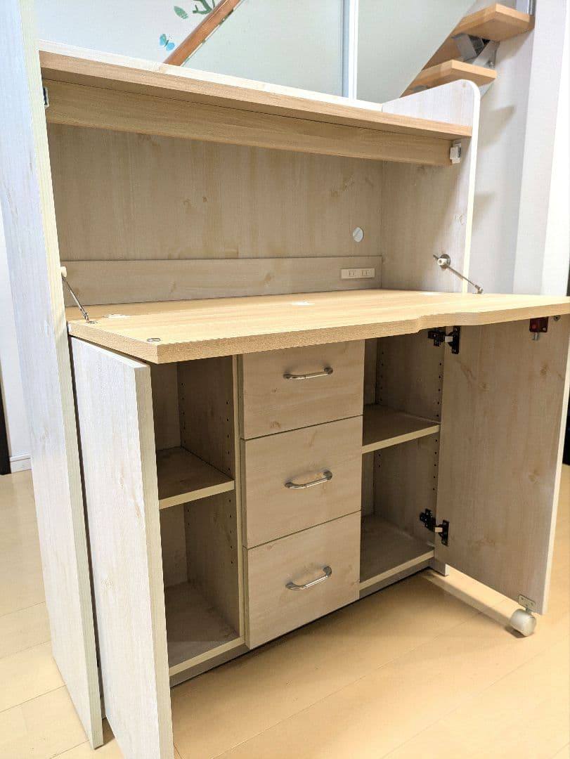 学習机 勉強机 デスク コンパクト 収納 折りたたみ　FJ-010-IR ②