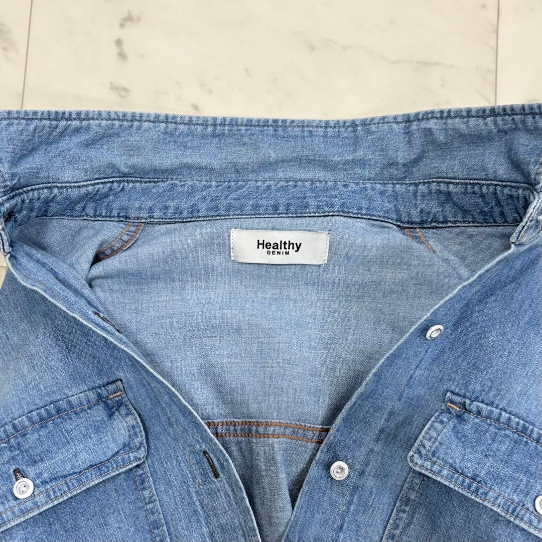 美品♪ヘルシーデニム　アーモンド　デニムシャツ　オーバーシルエット　ゆったり