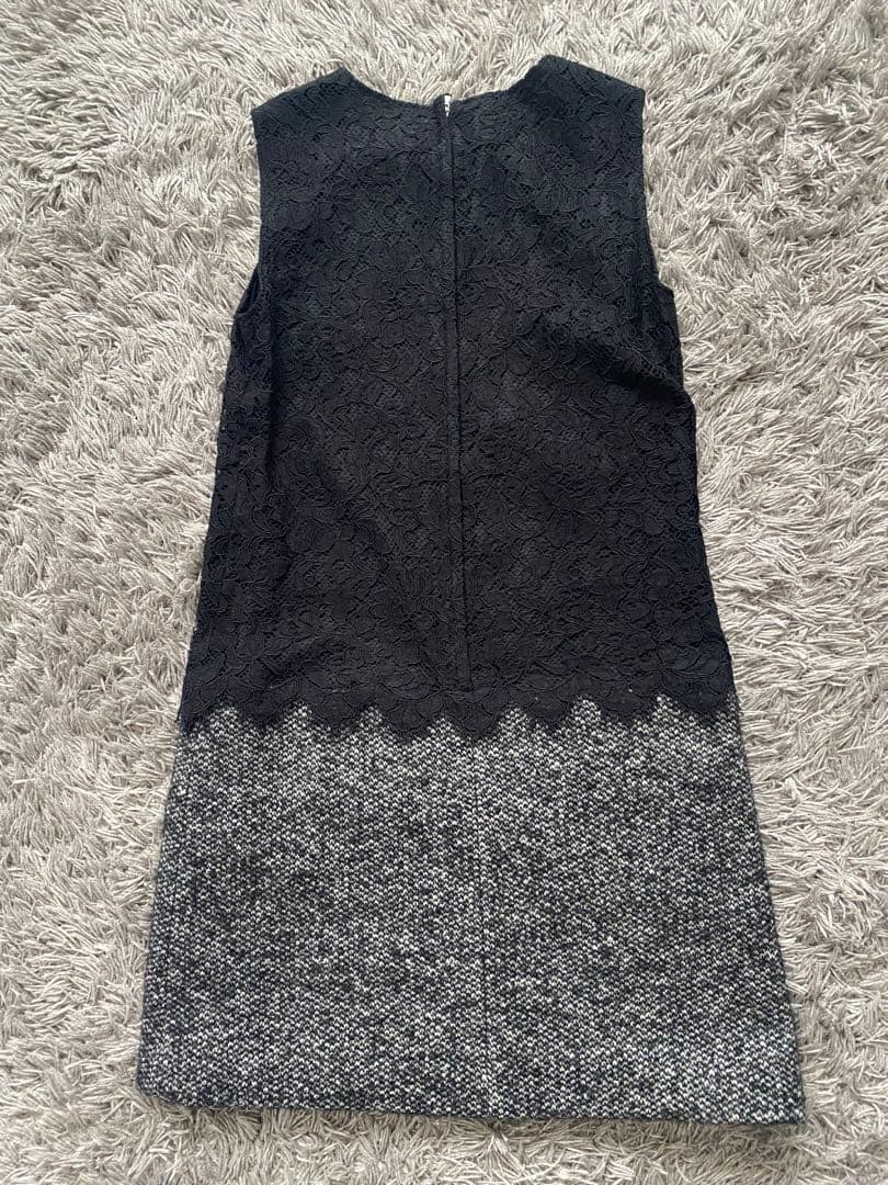 D&Gレースとツイードのノースリーブミニワンピース