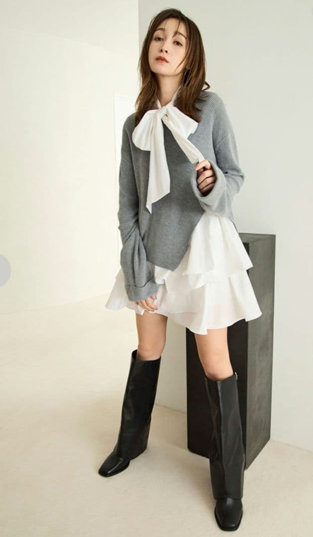 FRAY I.D フレイアイディー リボンタイコンビニットチュニック