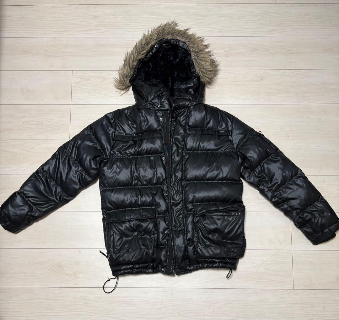 平成　y2k old UNIQLO ファー付きダウンジャケット　黒