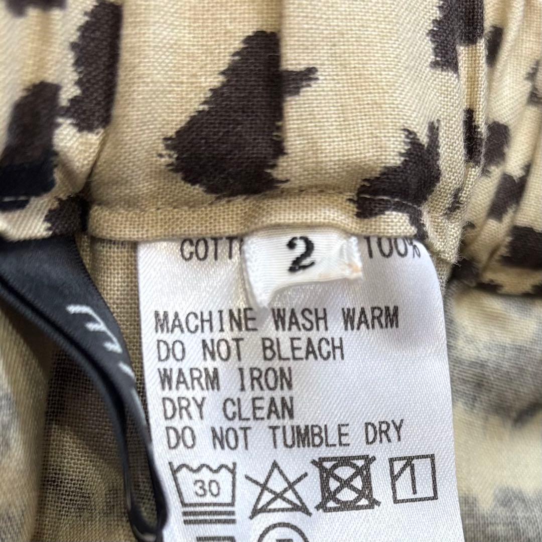 【mizuiro ind】レオパードプリントワイドサルエルパンツ ベージュ　2