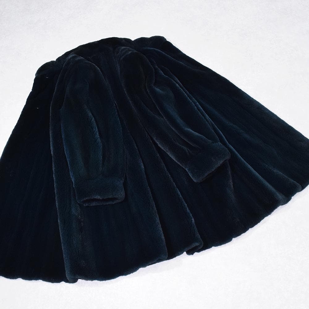 希少色 エンバ EMBA シェアード 毛皮 コート 染め グリーン系 裏総柄