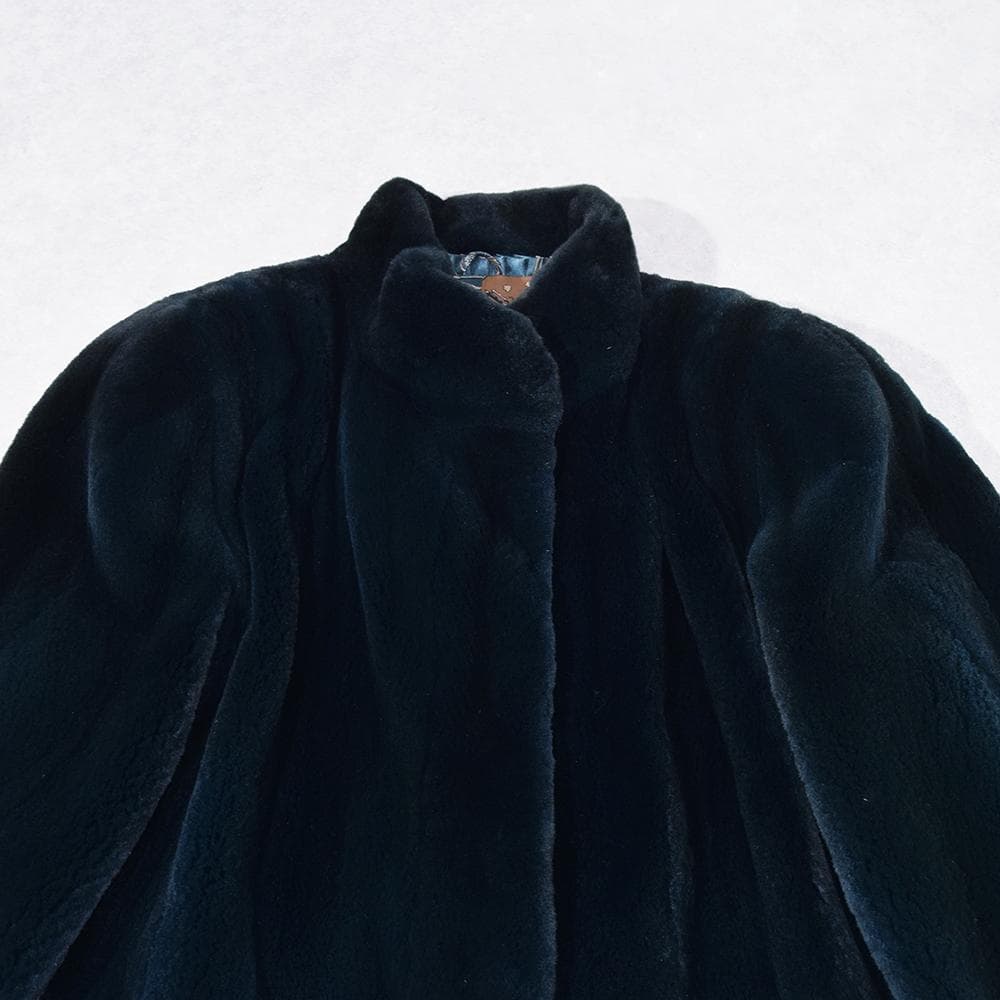 希少色 エンバ EMBA シェアード 毛皮 コート 染め グリーン系 裏総柄