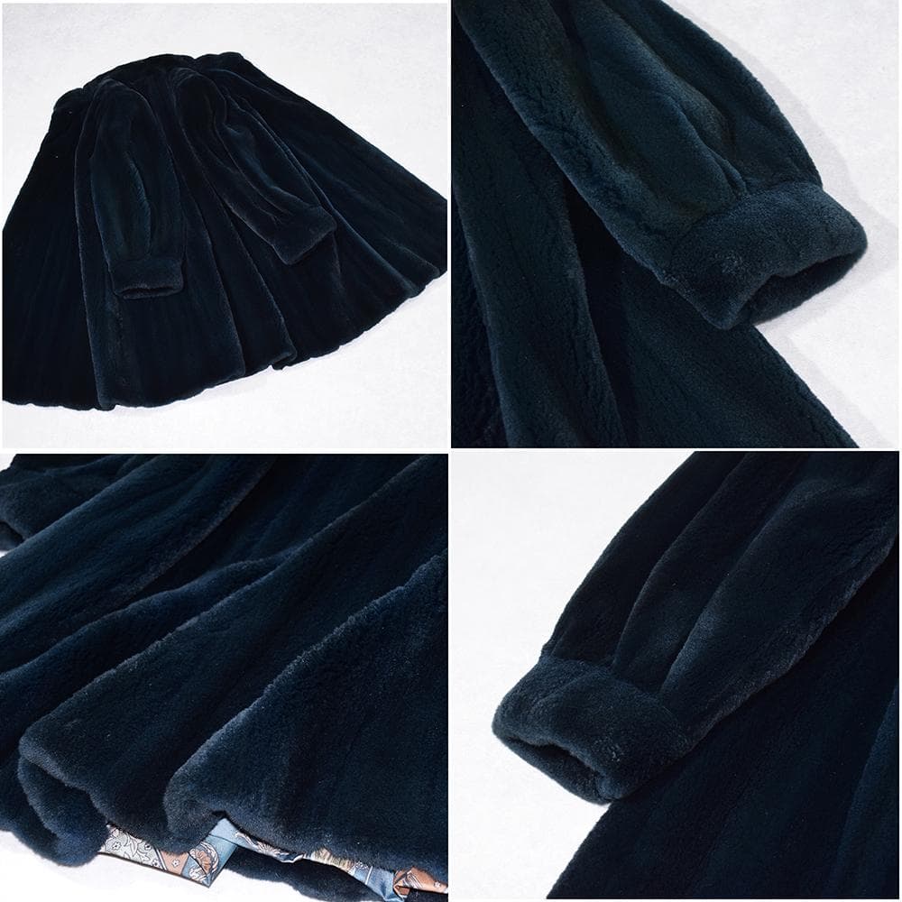 希少色 エンバ EMBA シェアード 毛皮 コート 染め グリーン系 裏総柄