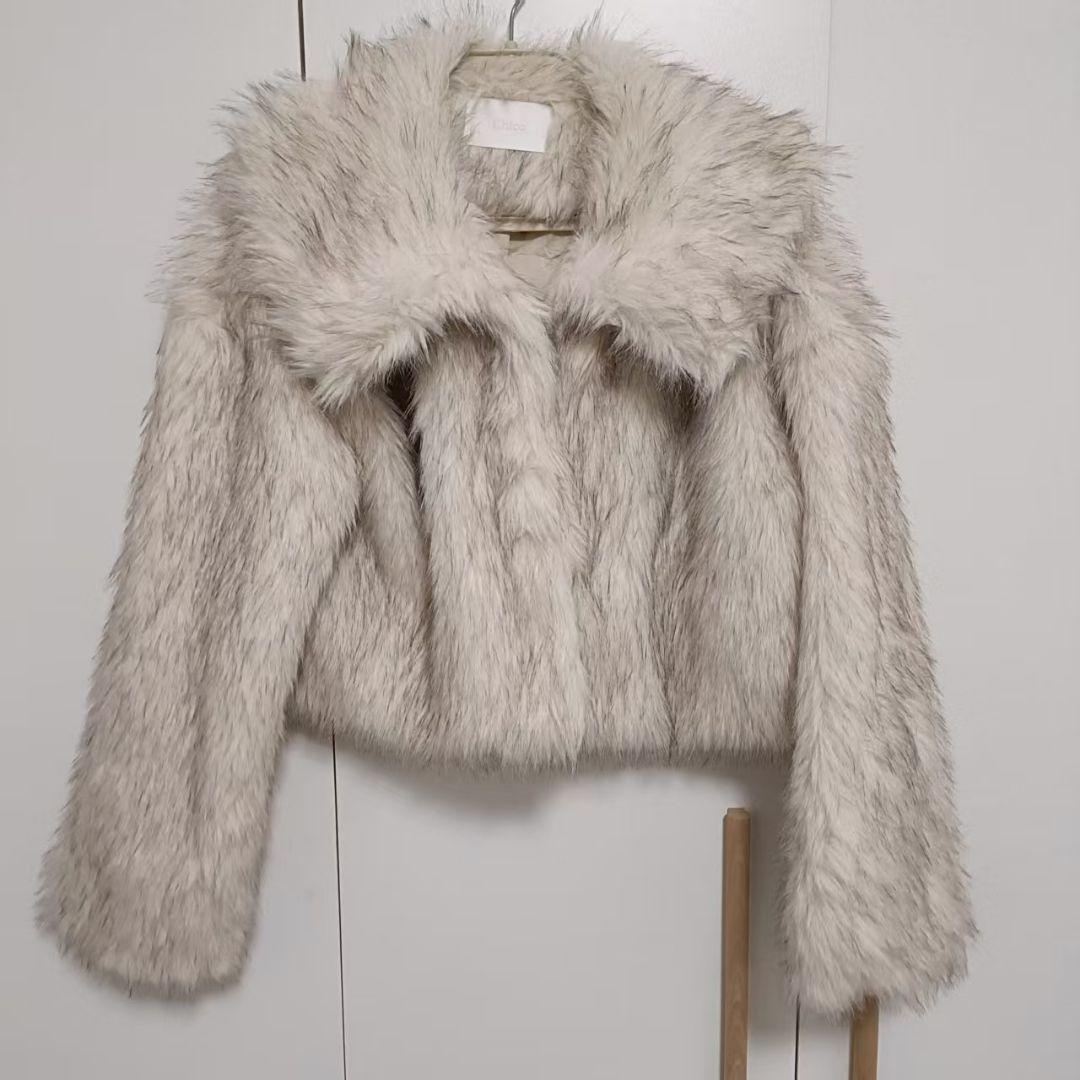 chico ファーショートコート アイボリー