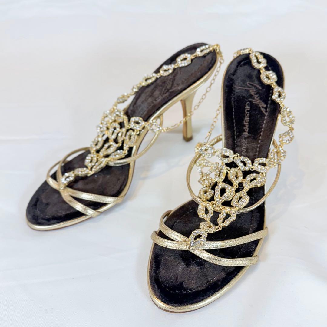 ジゼッペザノッティ VICINI ビジューサンダル 36 ゴールド