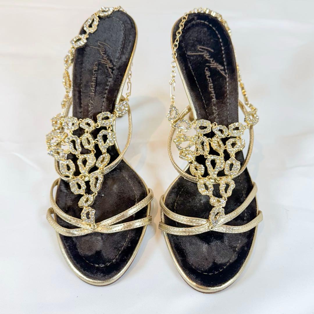 ジゼッペザノッティ VICINI ビジューサンダル 36 ゴールド